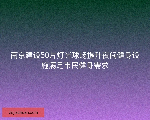 南京建设50片灯光球场提升夜间健身设施满足市民健身需求