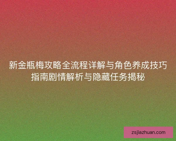 新金瓶梅攻略全流程详解与角色养成技巧指南剧情解析与隐藏任务揭秘