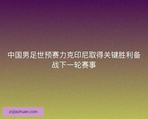 中国男足世预赛力克印尼取得关键胜利备战下一轮赛事