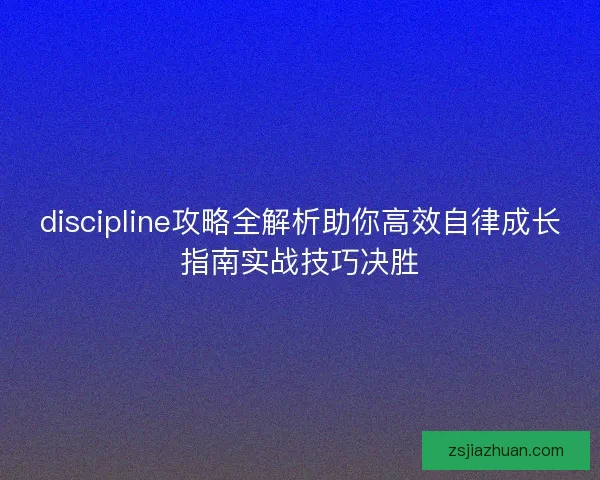discipline攻略全解析助你高效自律成长指南实战技巧决胜