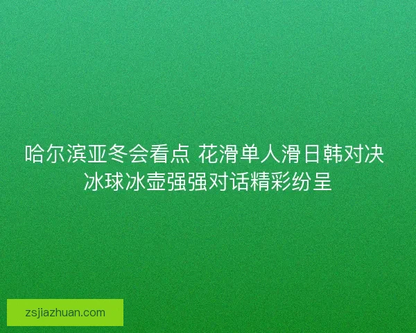 哈尔滨亚冬会看点 花滑单人滑日韩对决 冰球冰壶强强对话精彩纷呈